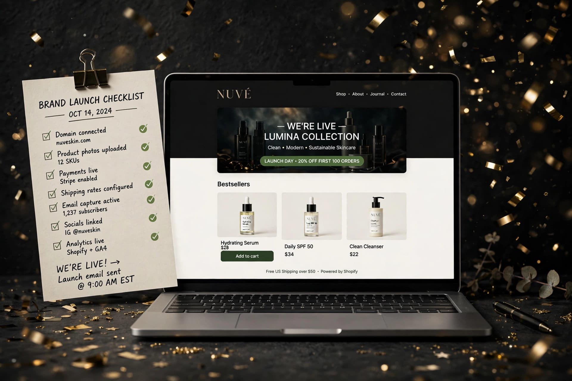 New DTC brand launching on Shopify concept